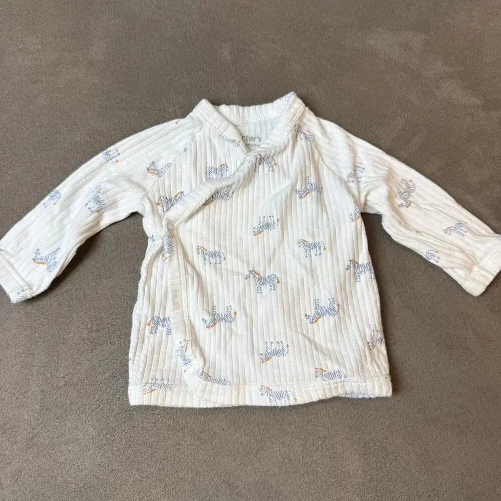 Carter's Baby Outfit Zebra Print Ribbed Top Pants 3 Months White Blue